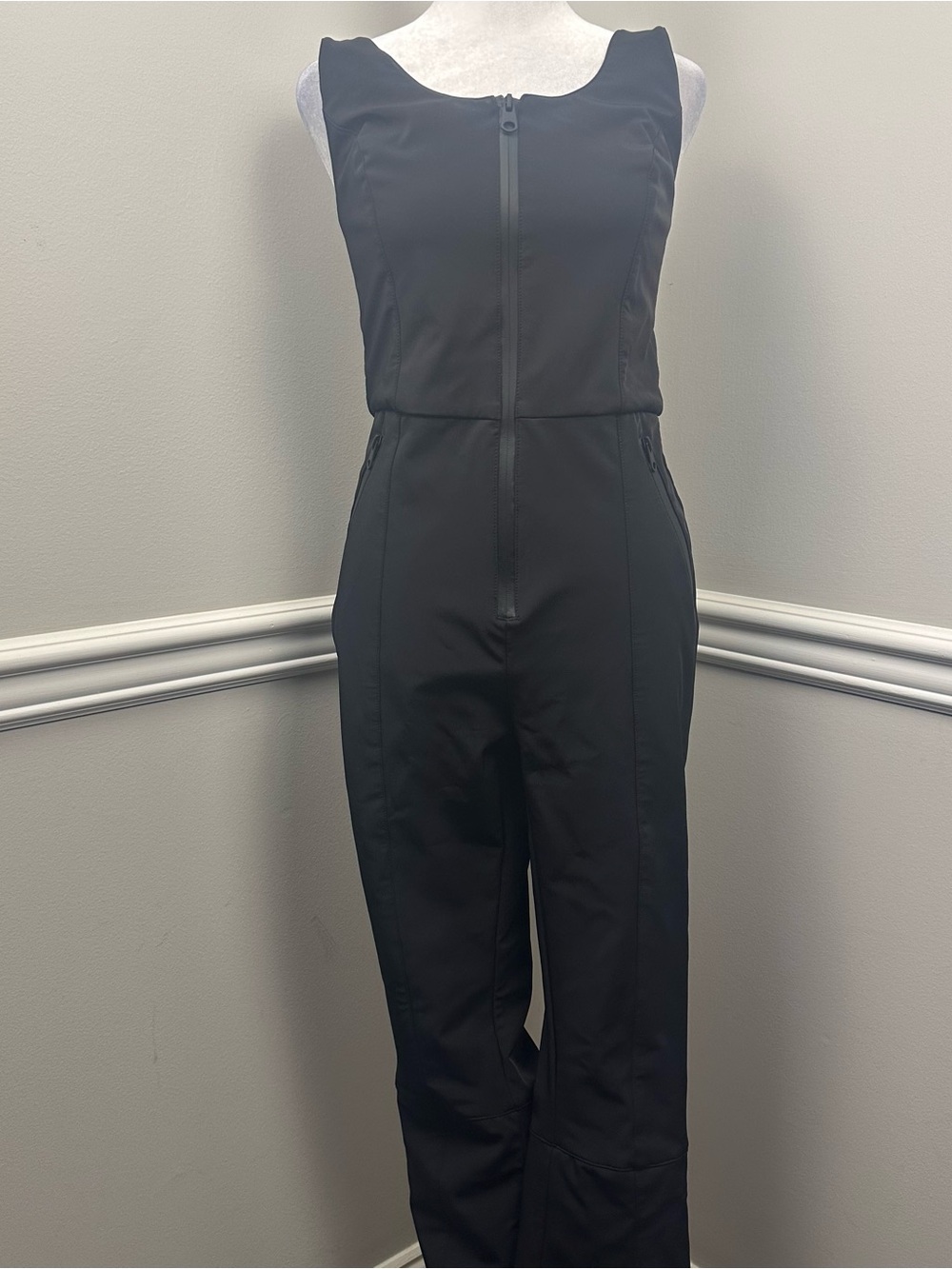 Zara Black Sleeveless Zip-Front Ski Snow Jumpsuit S